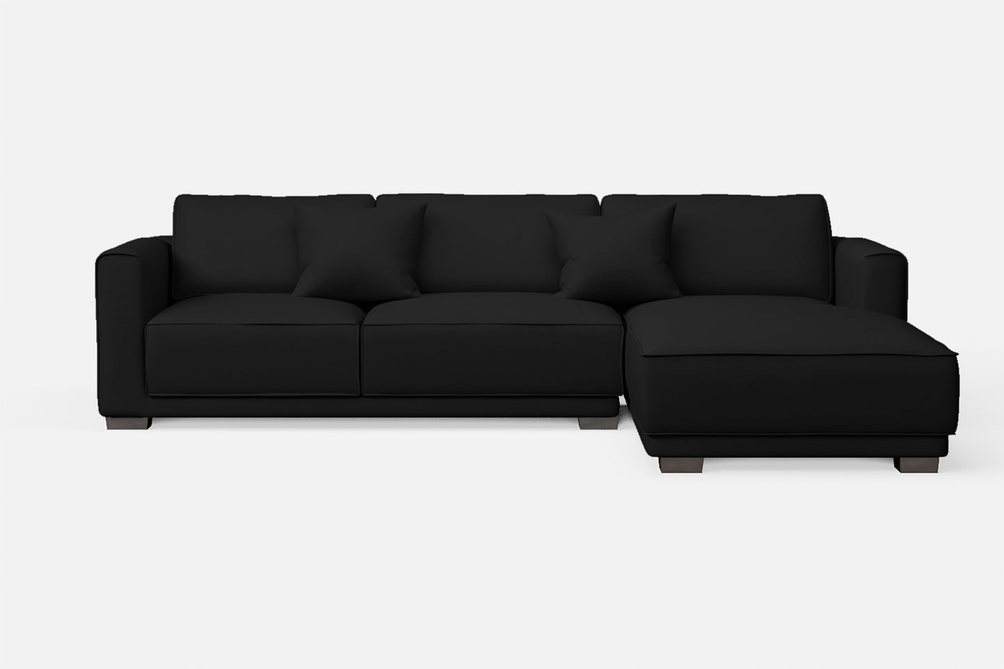 Barletta 3 Seater Right Hand Facing Chaise Lounge Corner Sofa Black Leather