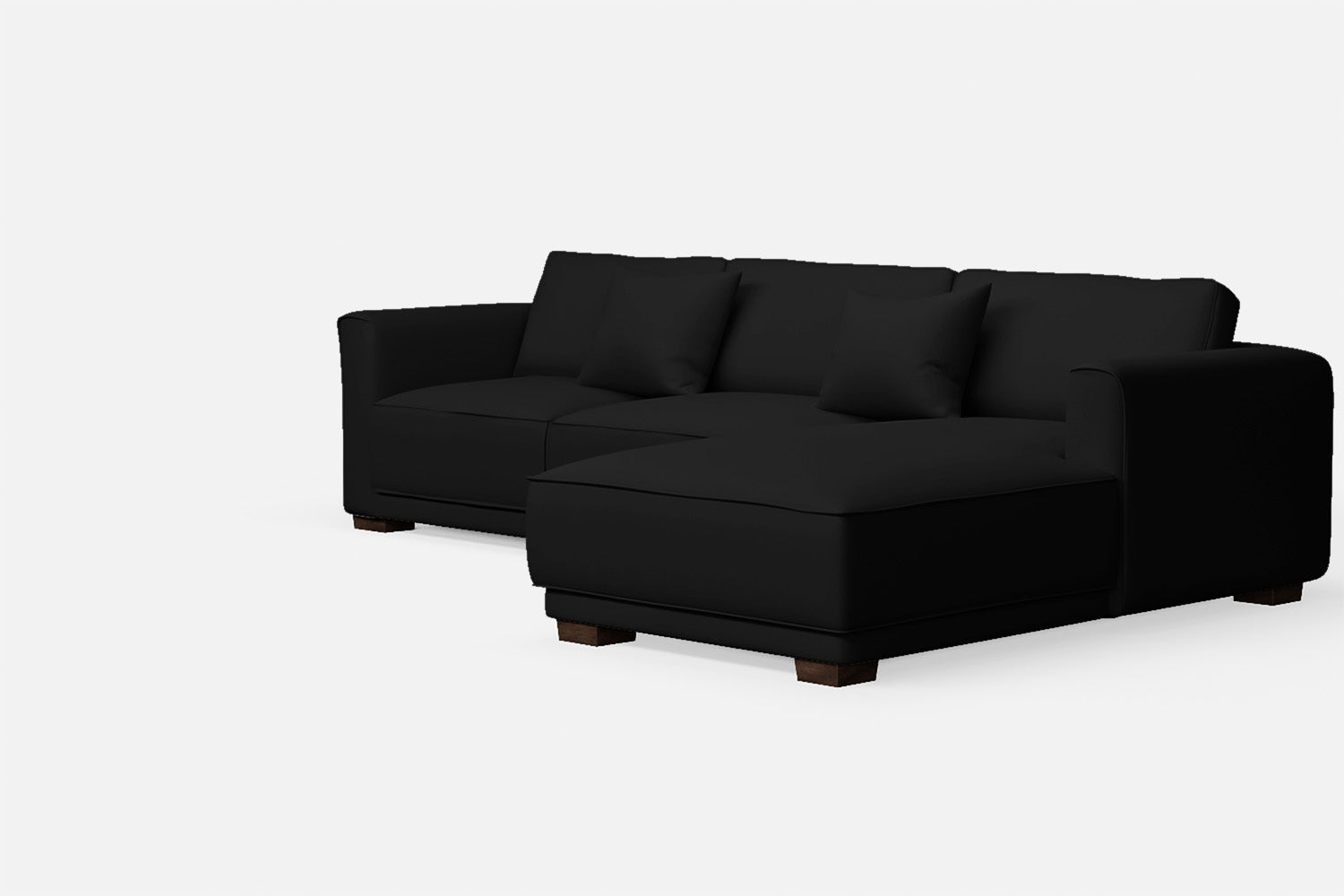 Barletta 3 Seater Right Hand Facing Chaise Lounge Corner Sofa Black Leather