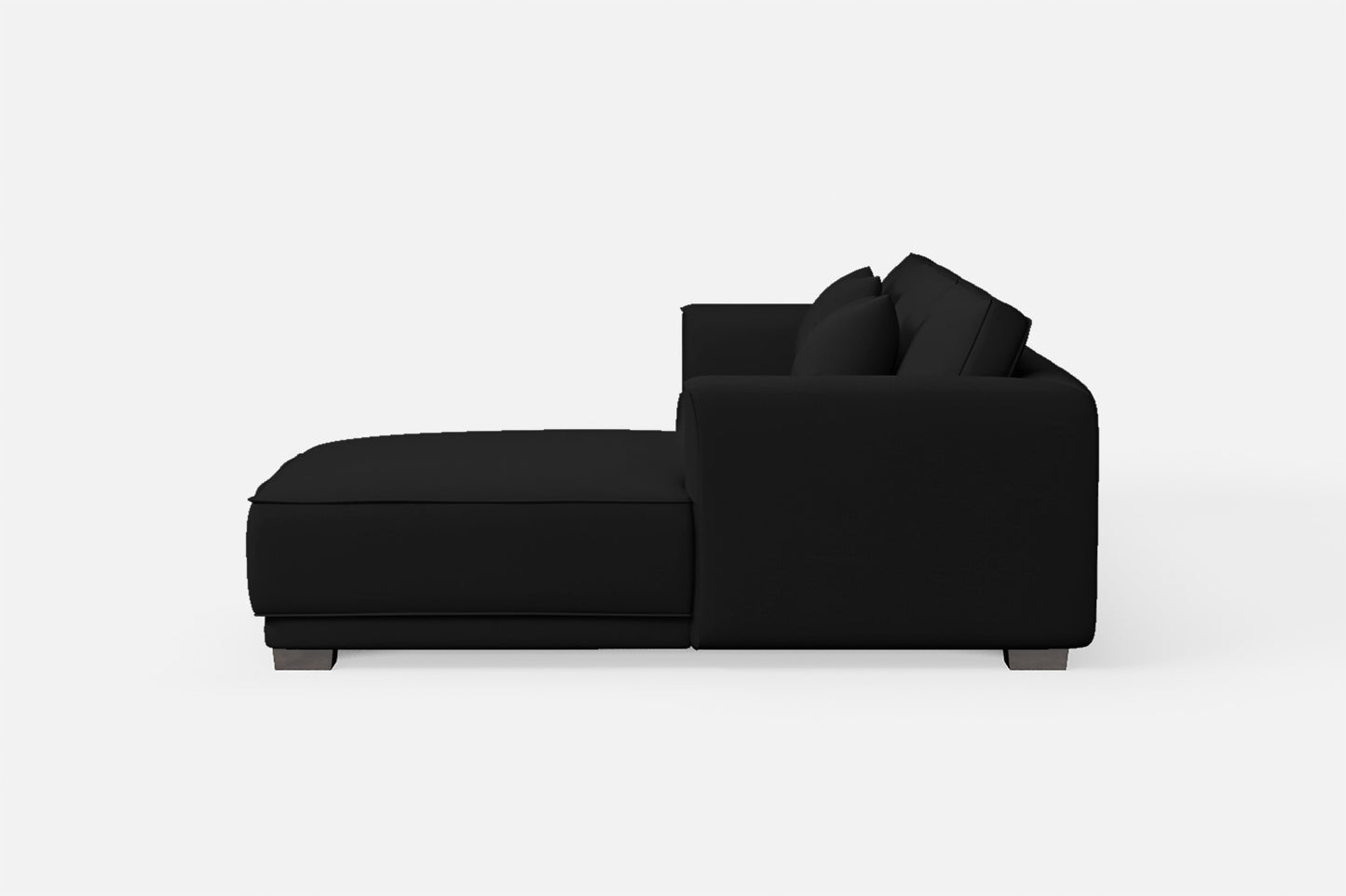 Barletta 3 Seater Right Hand Facing Chaise Lounge Corner Sofa Black Leather