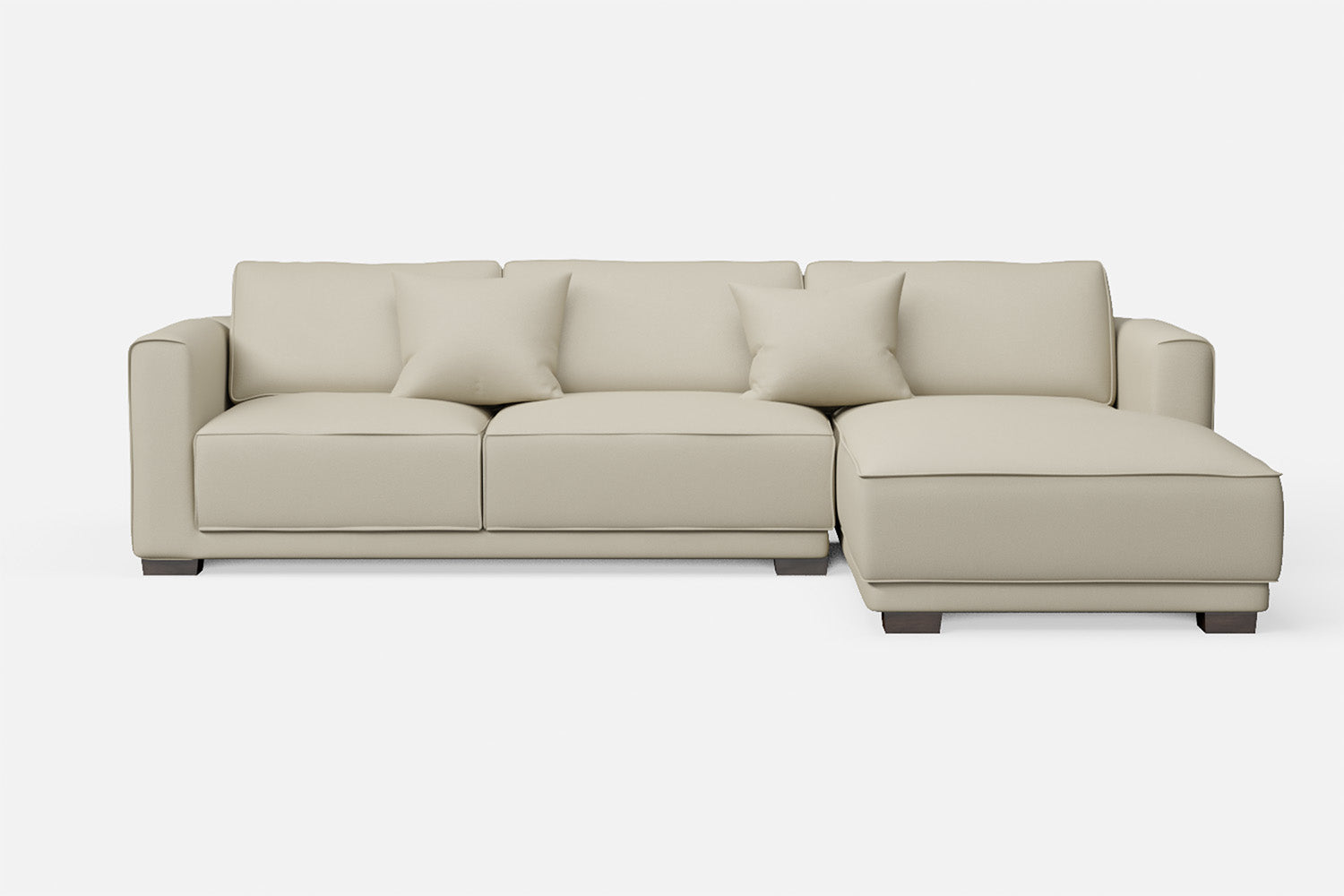 Barletta 3 Seater Right Hand Facing Chaise Lounge Corner Sofa Cream Leather