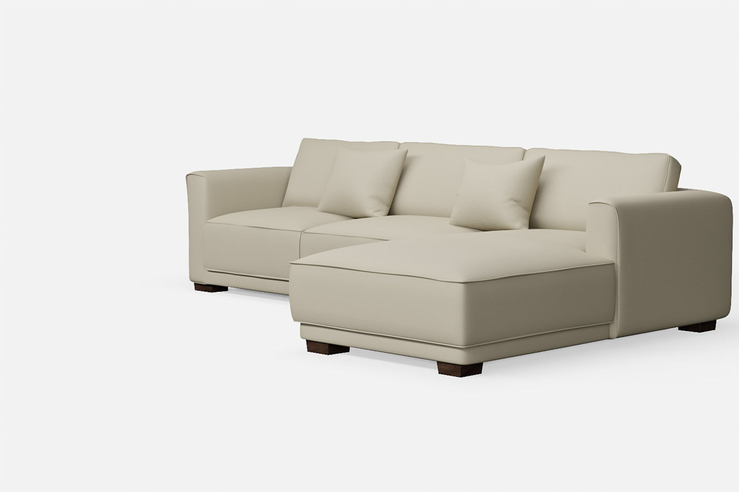 Barletta 3 Seater Right Hand Facing Chaise Lounge Corner Sofa Cream Leather