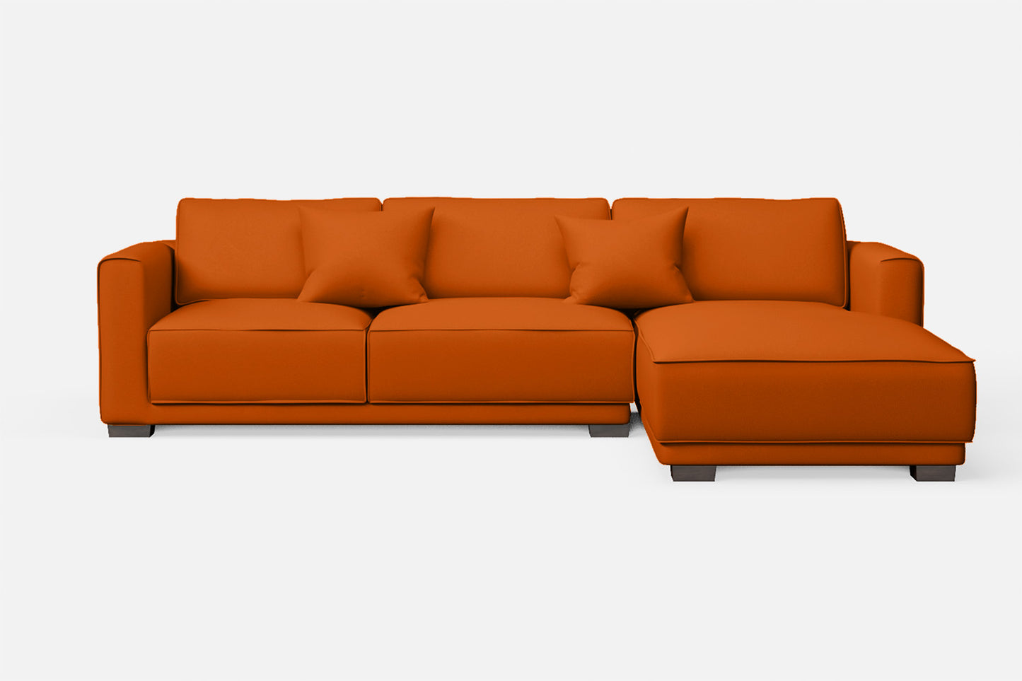 Barletta 3 Seater Right Hand Facing Chaise Lounge Corner Sofa Orange Leather