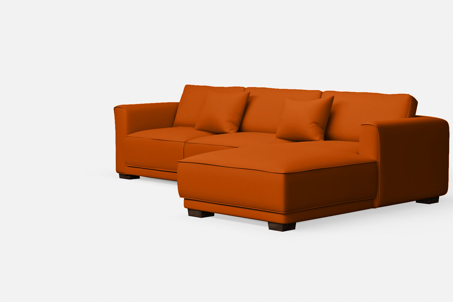 Barletta 3 Seater Right Hand Facing Chaise Lounge Corner Sofa Orange Leather