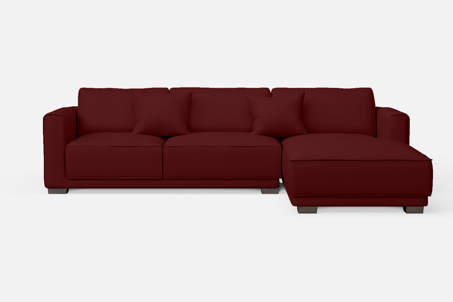 Barletta 3 Seater Right Hand Facing Chaise Lounge Corner Sofa Red Leather