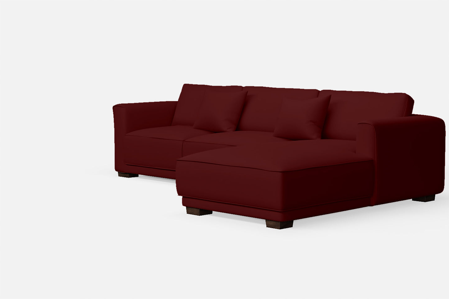 Barletta 3 Seater Right Hand Facing Chaise Lounge Corner Sofa Red Leather