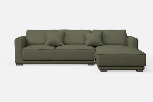 Barletta 3 Seater Right Hand Facing Chaise Lounge Corner Sofa Sage Leather