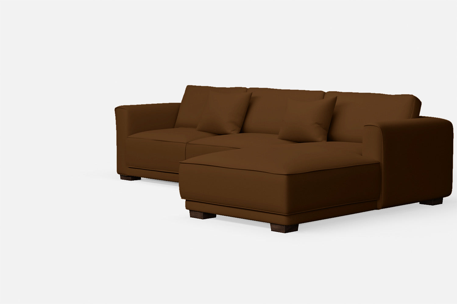 Barletta 3 Seater Right Hand Facing Chaise Lounge Corner Sofa Walnut Brown Leather