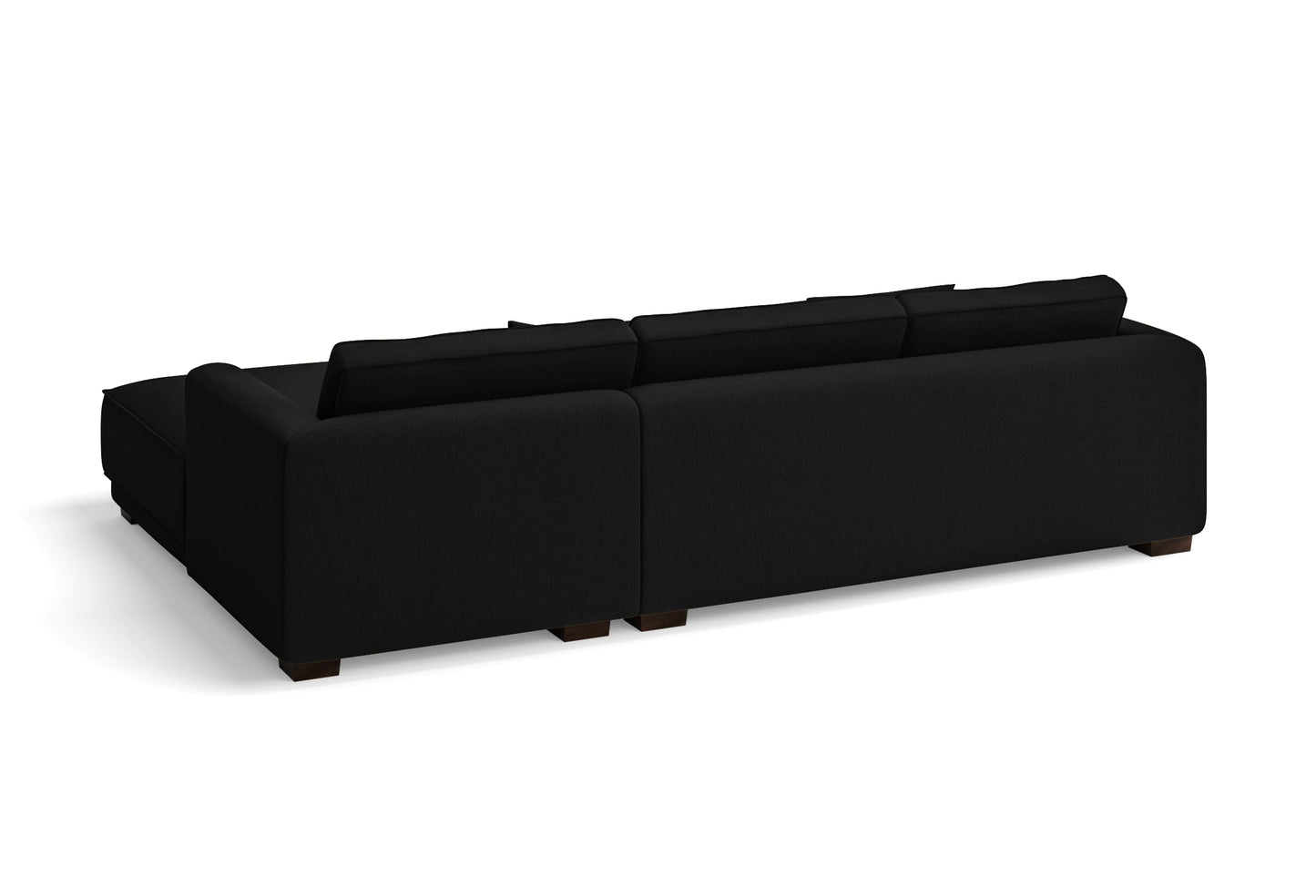 Barletta 3 Seater Right Hand Facing Chaise Lounge Corner Sofa Black Linen Fabric