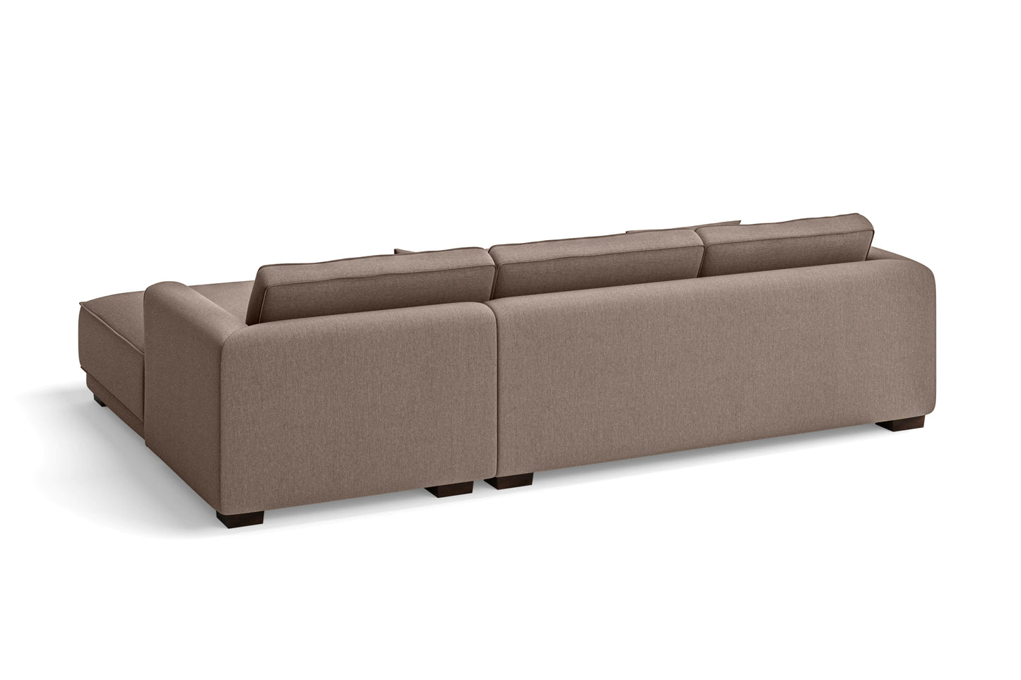 Barletta 3 Seater Right Hand Facing Chaise Lounge Corner Sofa Caramel Linen Fabric