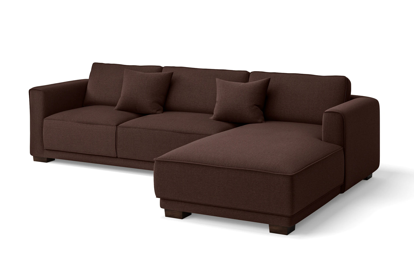 Barletta 3 Seater Right Hand Facing Chaise Lounge Corner Sofa Coffee Brown Linen Fabric