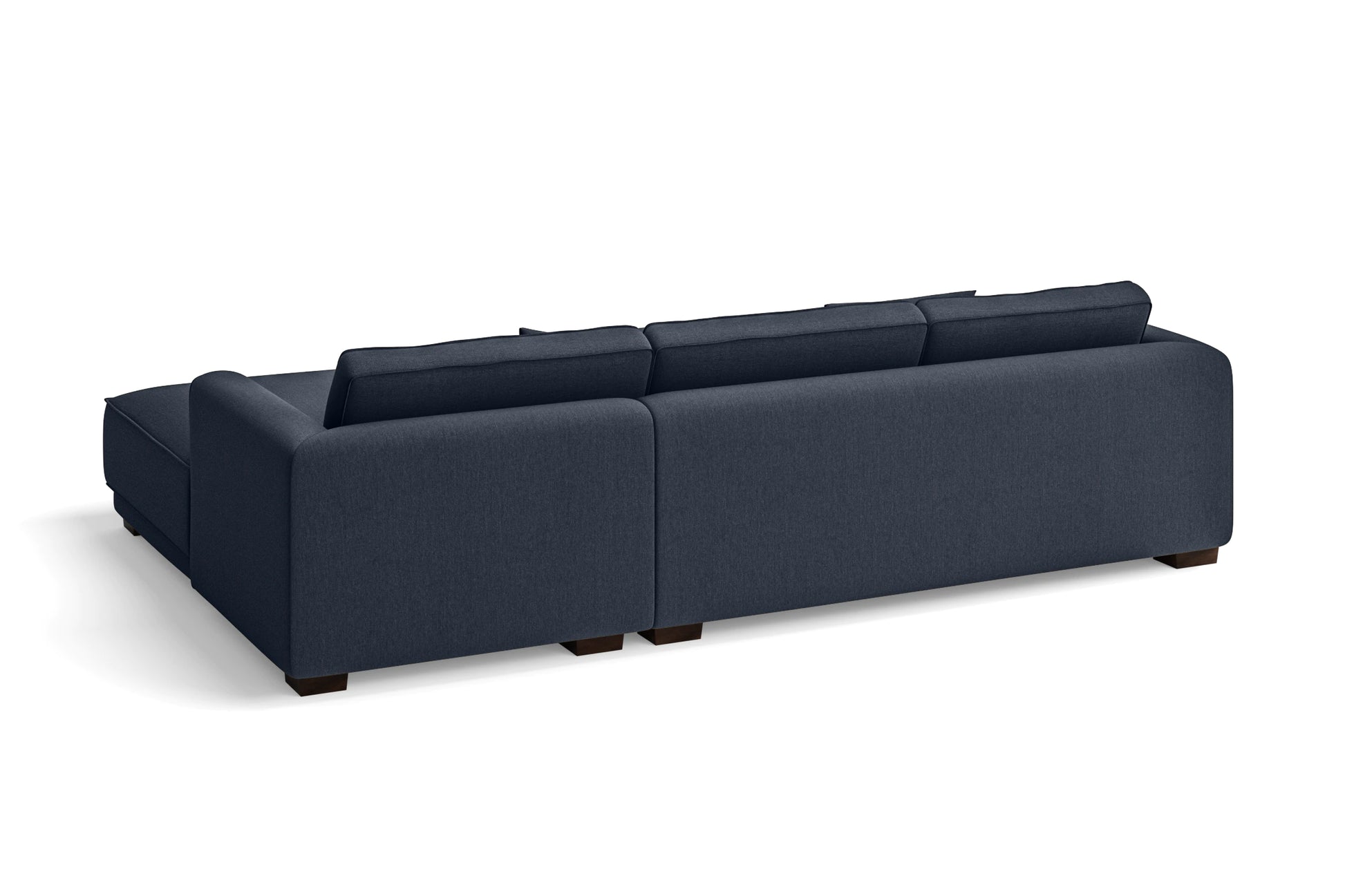 Barletta 3 Seater Right Hand Facing Chaise Lounge Corner Sofa Dark Blue Linen Fabric