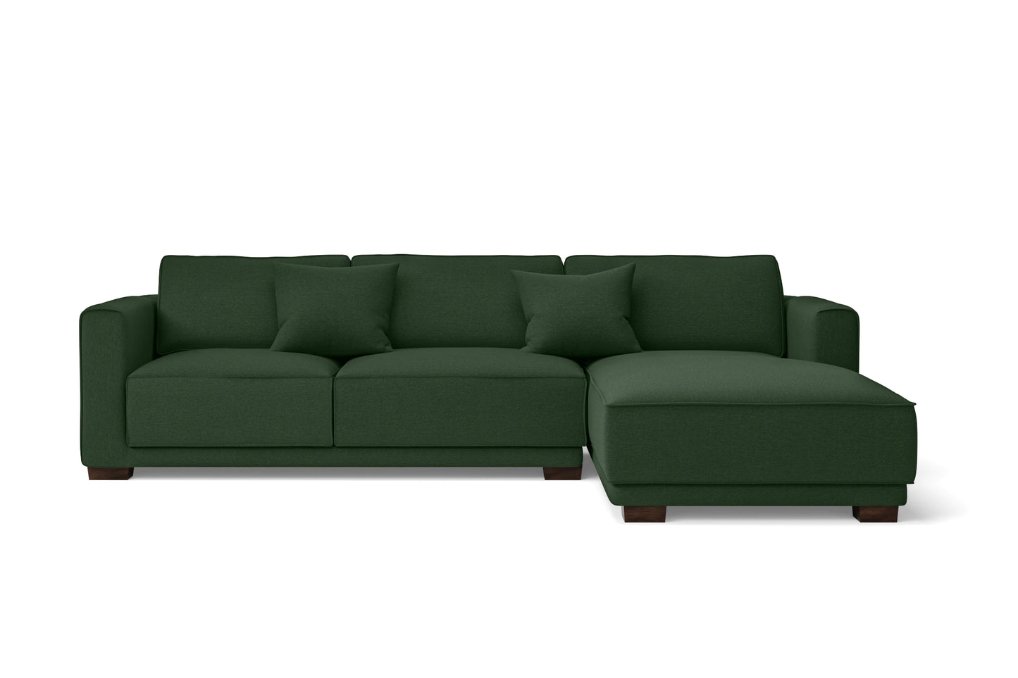 Barletta 3 Seater Right Hand Facing Chaise Lounge Corner Sofa Forest Green Linen Fabric