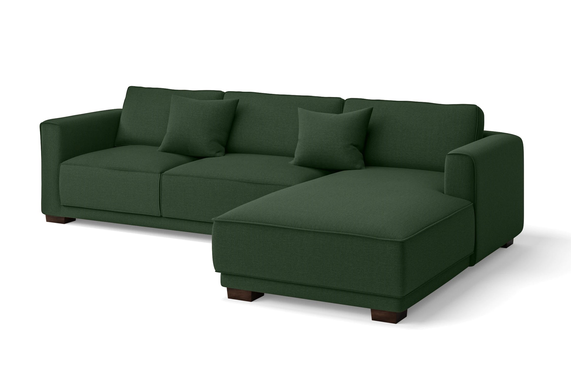 Barletta 3 Seater Right Hand Facing Chaise Lounge Corner Sofa Forest Green Linen Fabric