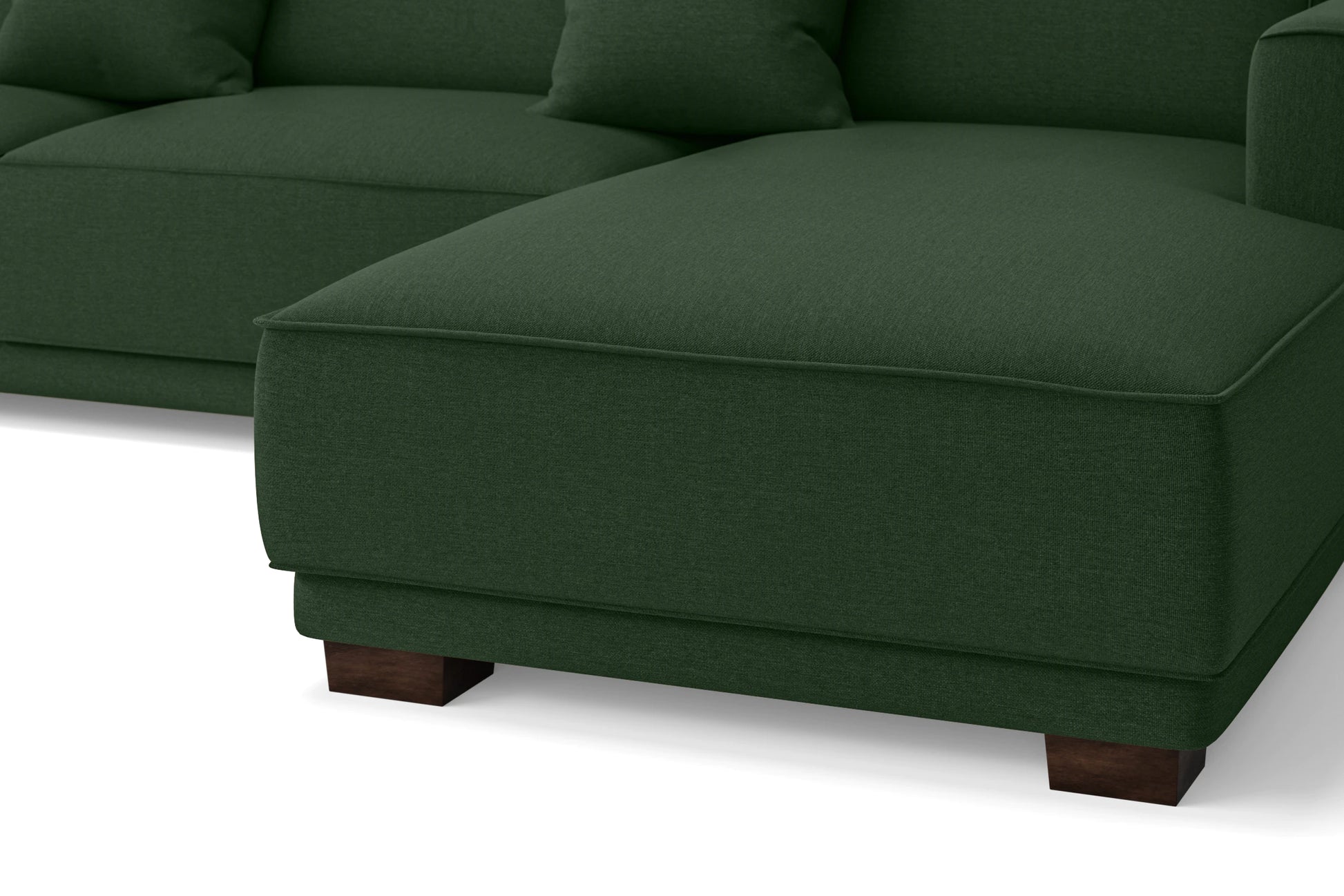 Barletta 3 Seater Right Hand Facing Chaise Lounge Corner Sofa Forest Green Linen Fabric