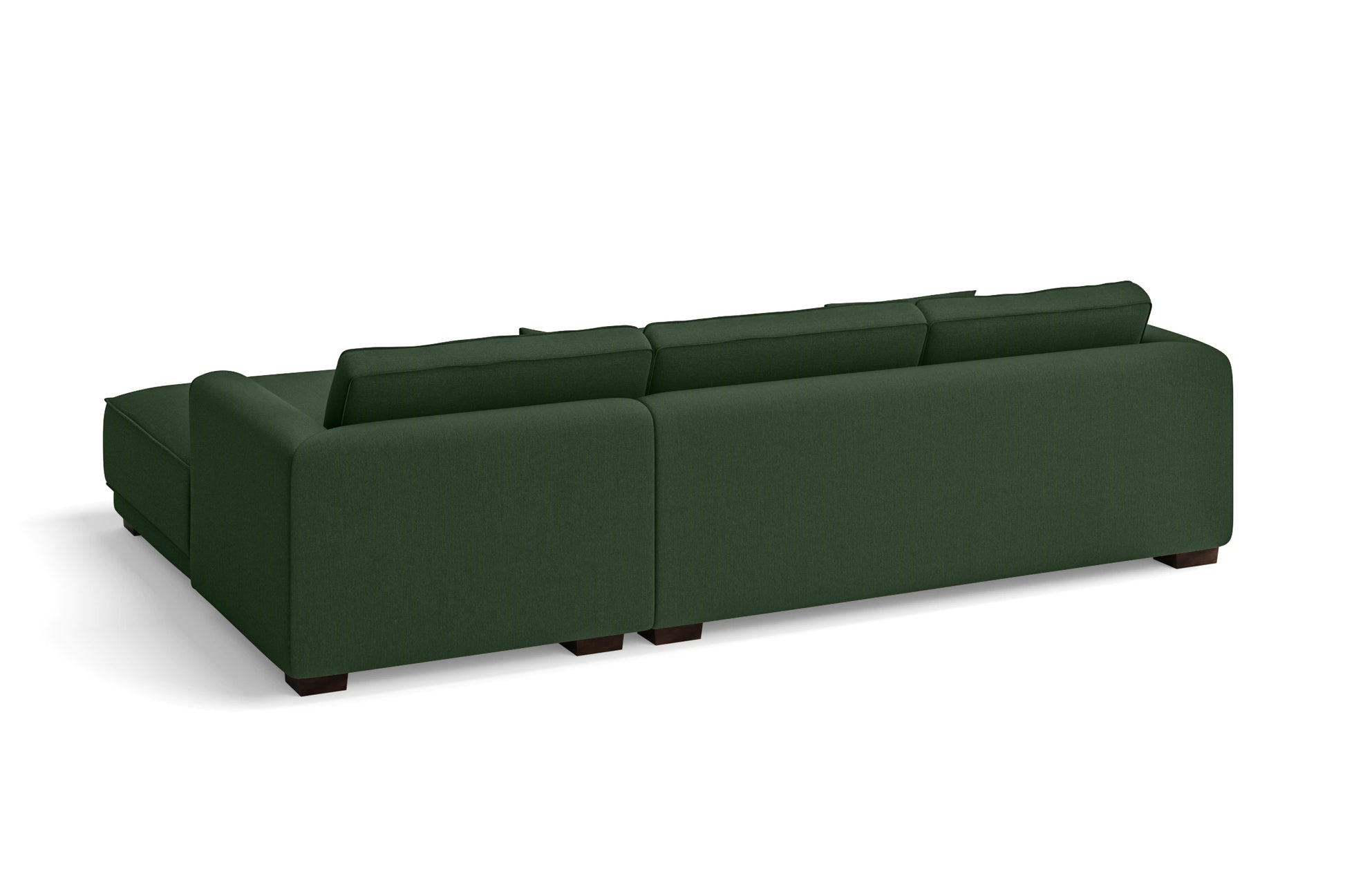 Barletta 3 Seater Right Hand Facing Chaise Lounge Corner Sofa Forest Green Linen Fabric