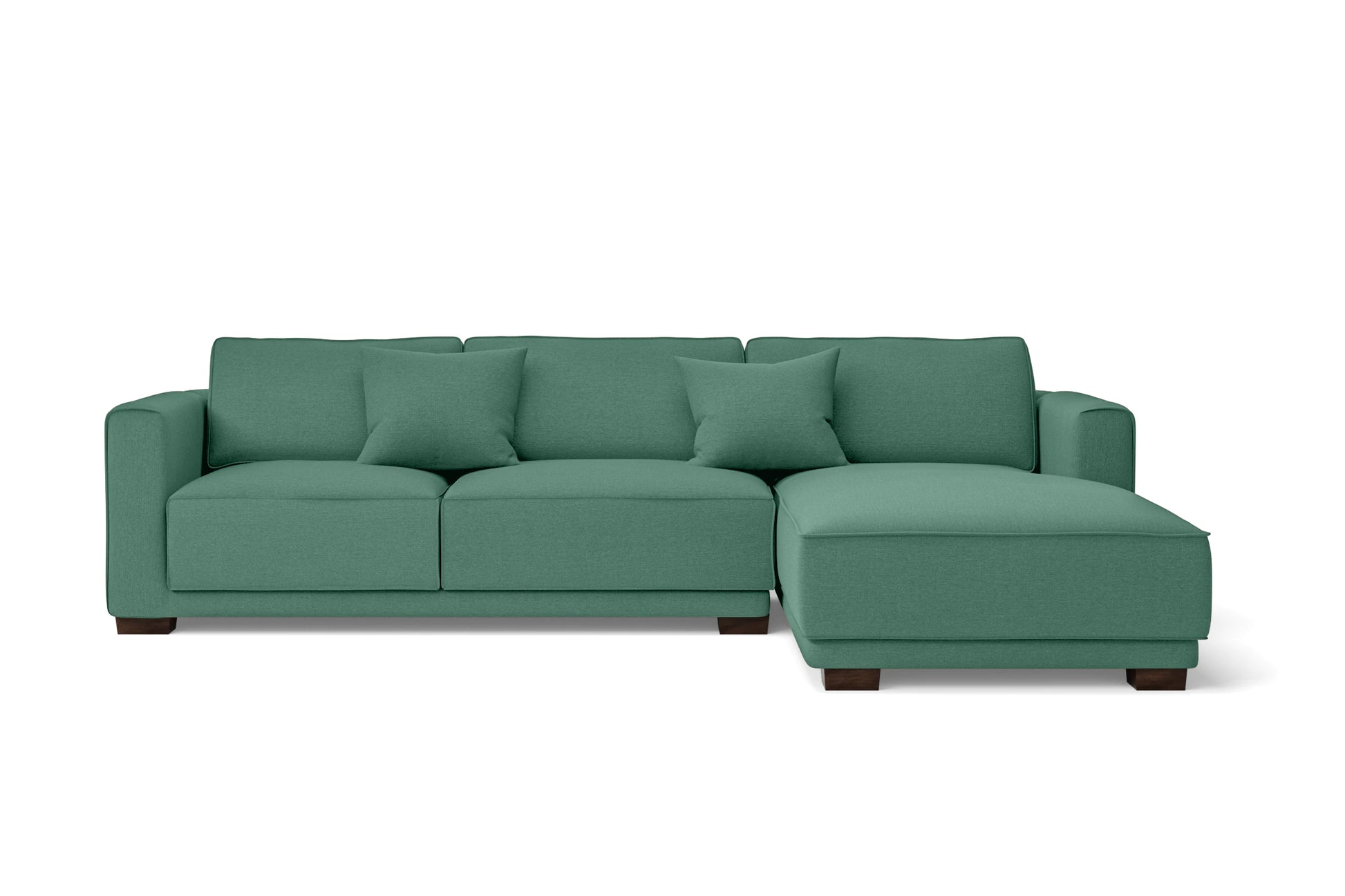 Barletta 3 Seater Right Hand Facing Chaise Lounge Corner Sofa Mint Green Linen Fabric