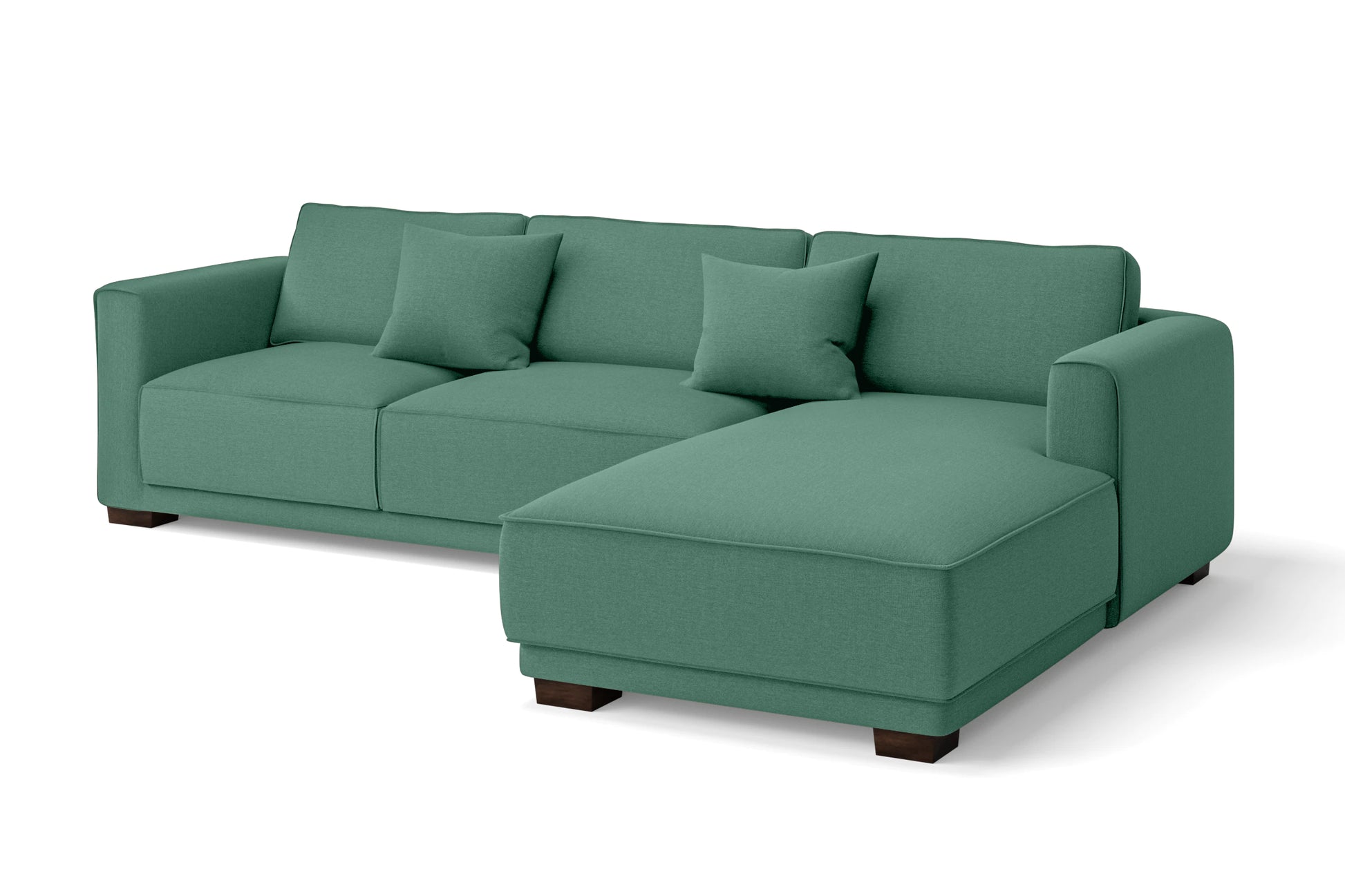 Barletta 3 Seater Right Hand Facing Chaise Lounge Corner Sofa Mint Green Linen Fabric