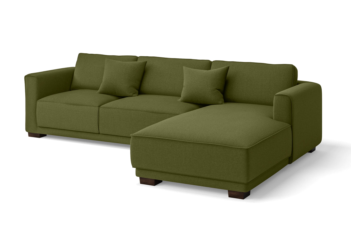 Barletta 3 Seater Right Hand Facing Chaise Lounge Corner Sofa Olive Linen Fabric