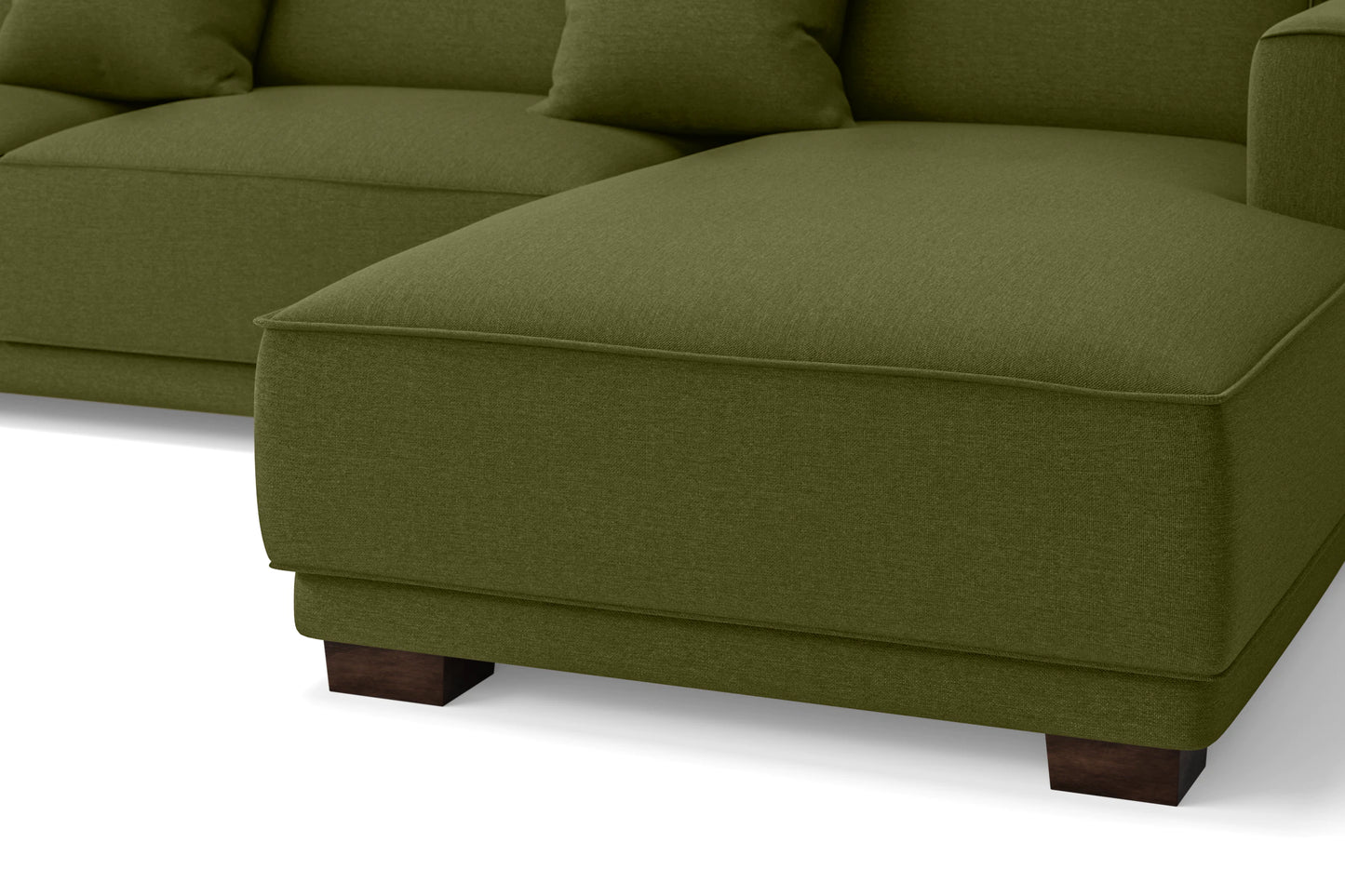 Barletta 3 Seater Right Hand Facing Chaise Lounge Corner Sofa Olive Linen Fabric