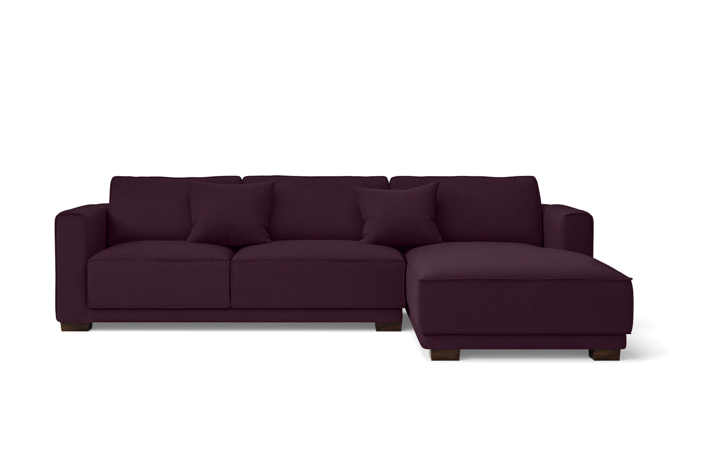 Barletta 3 Seater Right Hand Facing Chaise Lounge Corner Sofa Purple Linen Fabric