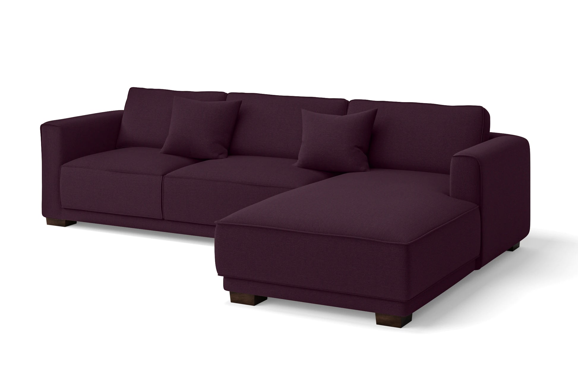 Barletta 3 Seater Right Hand Facing Chaise Lounge Corner Sofa Purple Linen Fabric