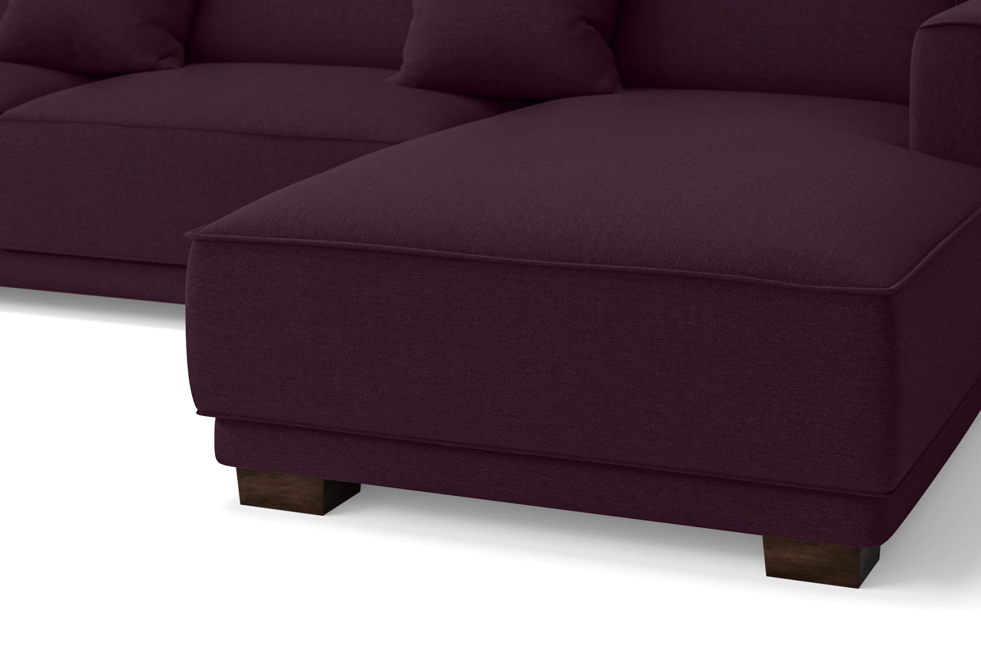 Barletta 3 Seater Right Hand Facing Chaise Lounge Corner Sofa Purple Linen Fabric