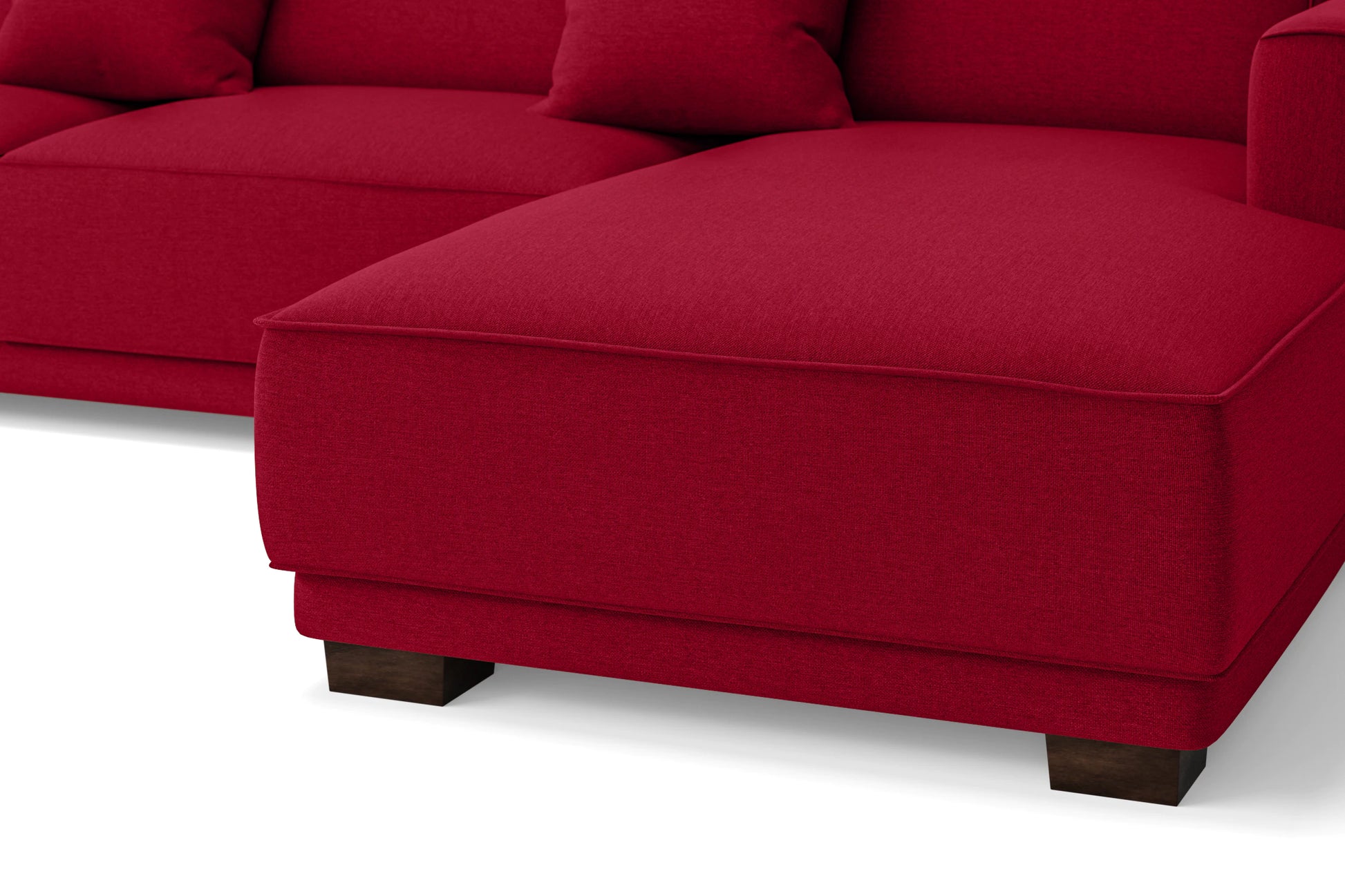 Barletta 3 Seater Right Hand Facing Chaise Lounge Corner Sofa Red Linen Fabric