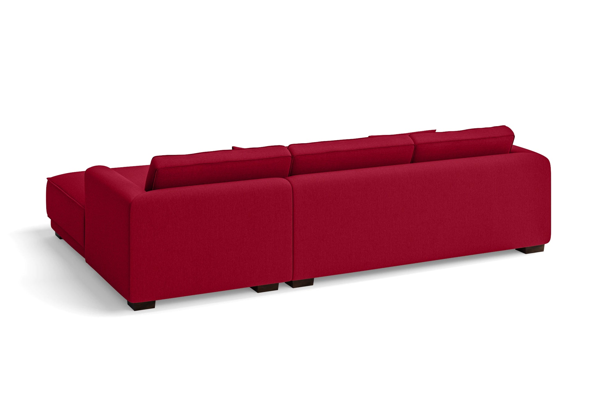 Barletta 3 Seater Right Hand Facing Chaise Lounge Corner Sofa Red Linen Fabric