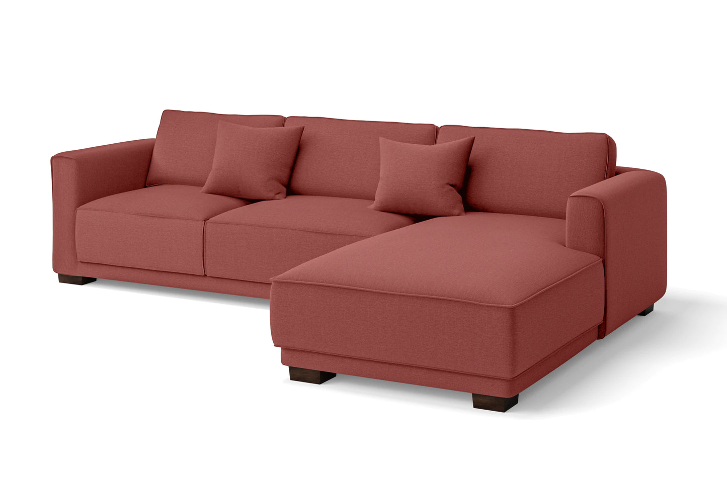 Barletta 3 Seater Right Hand Facing Chaise Lounge Corner Sofa Rose Pink Linen Fabric