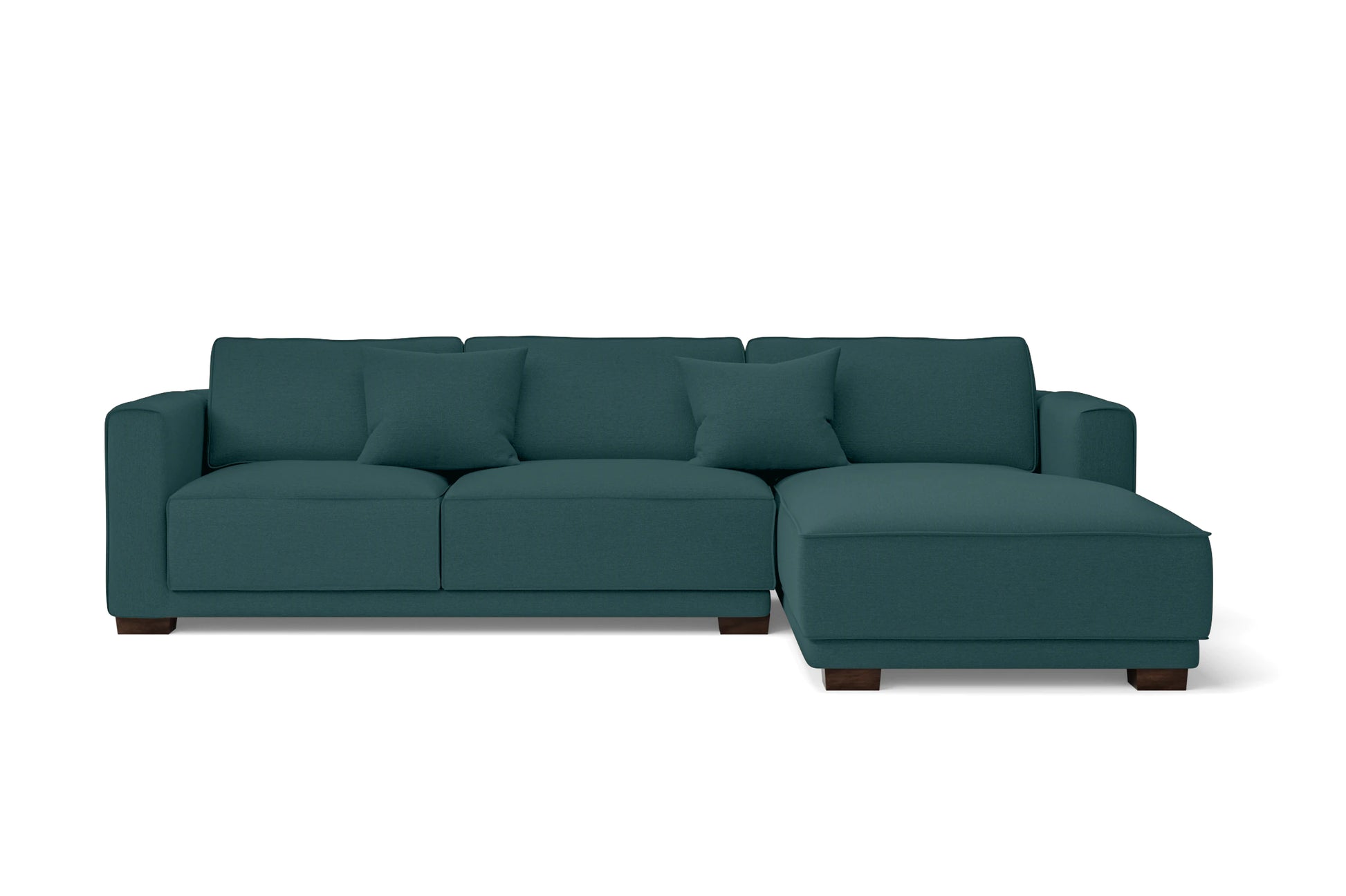 Barletta 3 Seater Right Hand Facing Chaise Lounge Corner Sofa Teal Linen Fabric