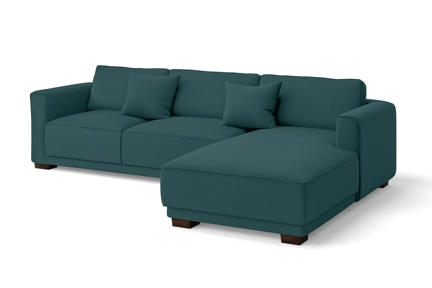 Barletta 3 Seater Right Hand Facing Chaise Lounge Corner Sofa Teal Linen Fabric