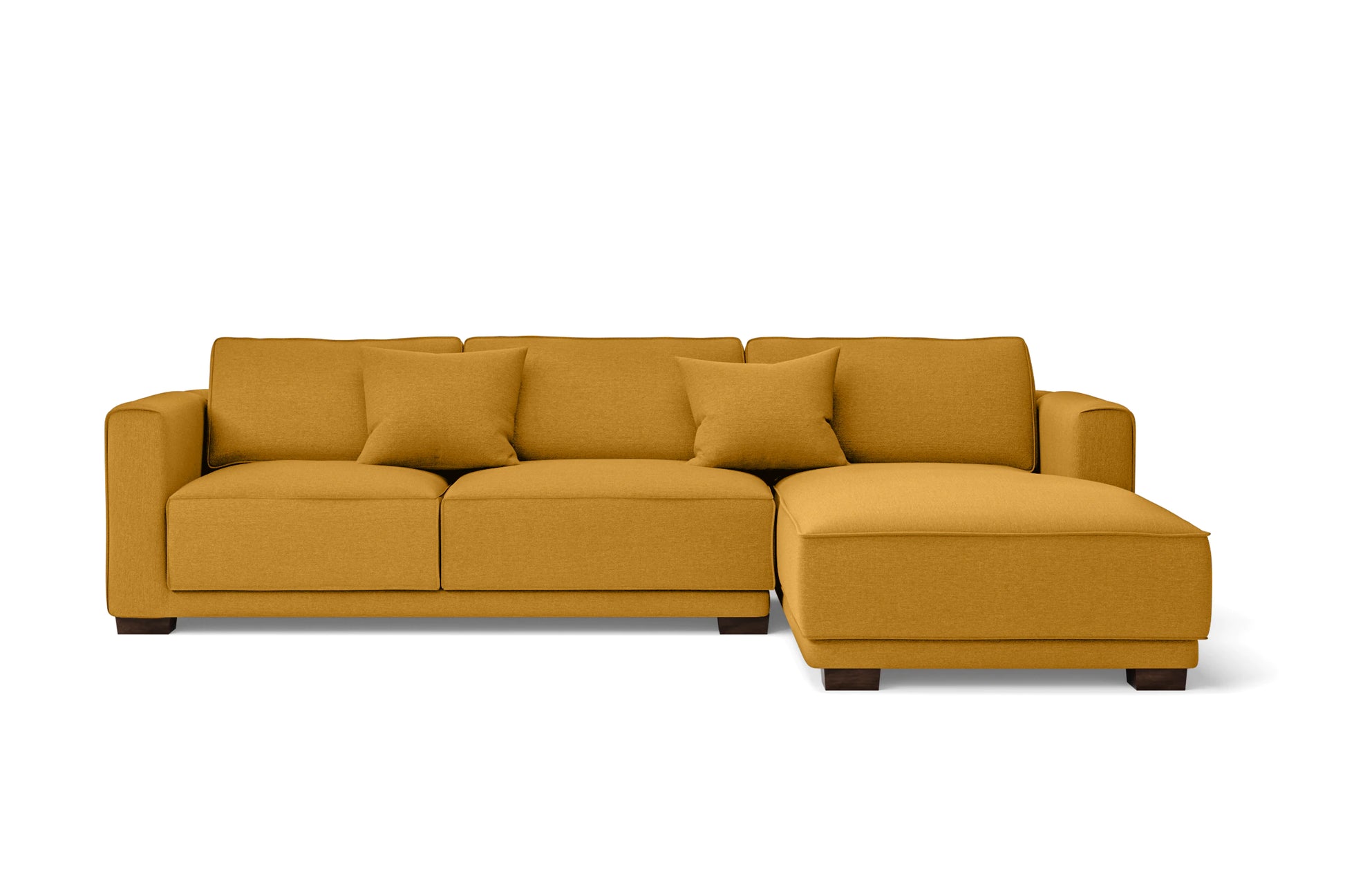 Barletta 3 Seater Right Hand Facing Chaise Lounge Corner Sofa Yellow Linen Fabric