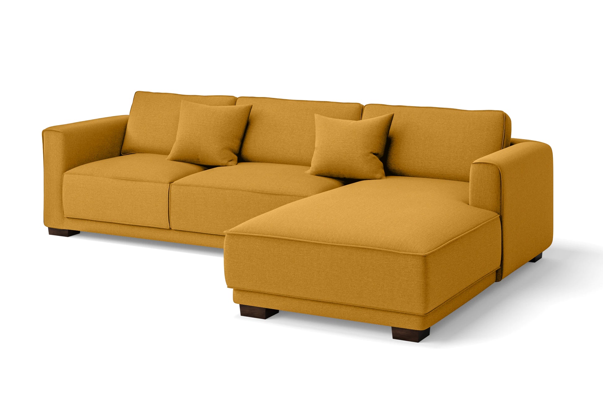 Barletta 3 Seater Right Hand Facing Chaise Lounge Corner Sofa Yellow Linen Fabric