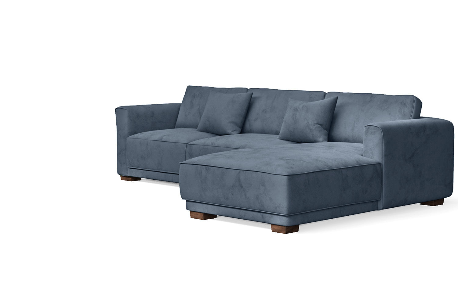 Barletta 3 Seater Right Hand Facing Chaise Lounge Corner Sofa Baby Blue Velvet