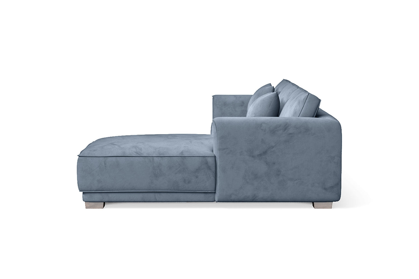 Barletta 3 Seater Right Hand Facing Chaise Lounge Corner Sofa Baby Blue Velvet