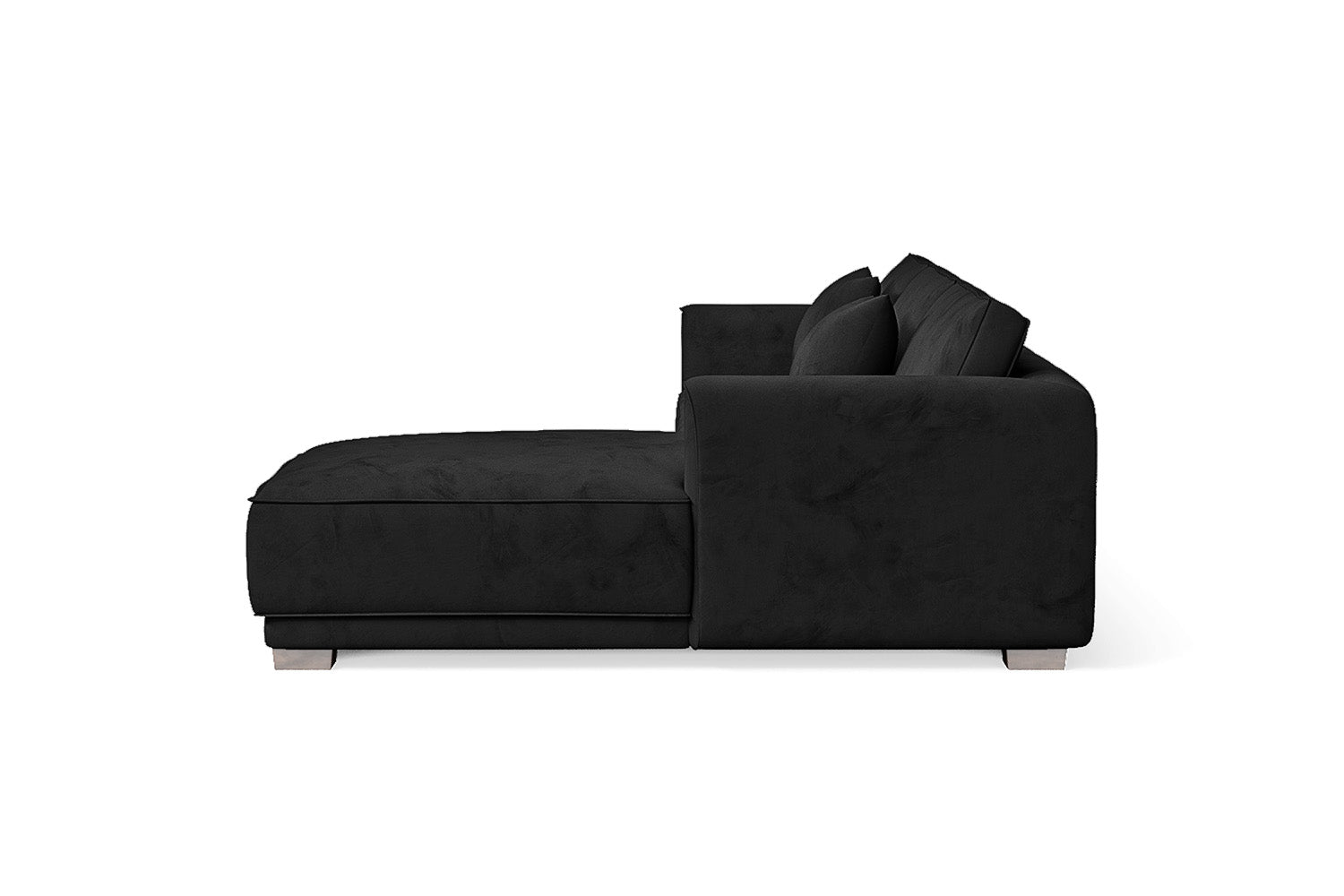 Barletta 3 Seater Right Hand Facing Chaise Lounge Corner Sofa Black Velvet