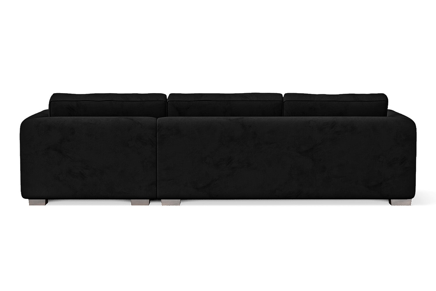 Barletta 3 Seater Right Hand Facing Chaise Lounge Corner Sofa Black Velvet