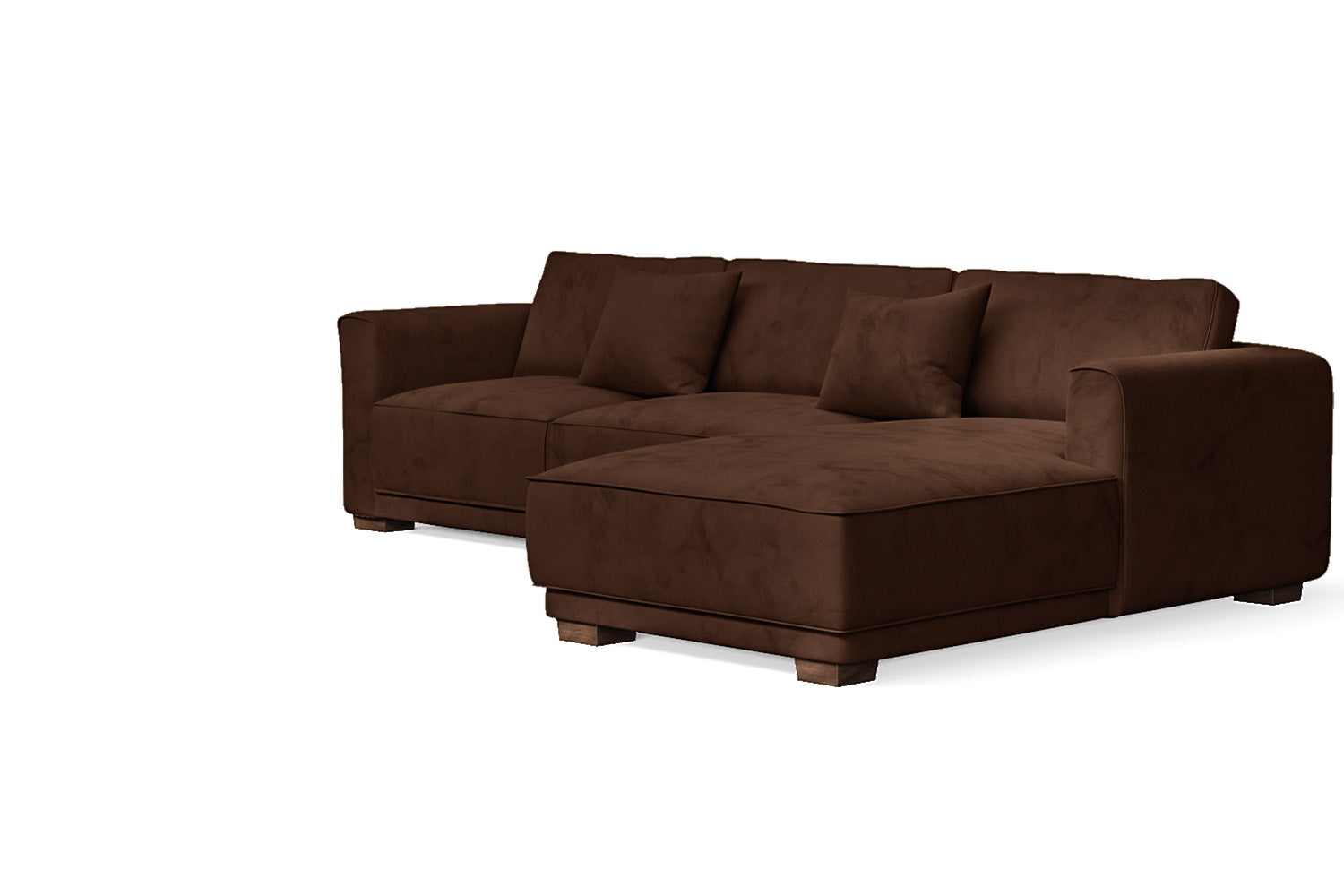 Barletta 3 Seater Right Hand Facing Chaise Lounge Corner Sofa Coffee Brown Velvet