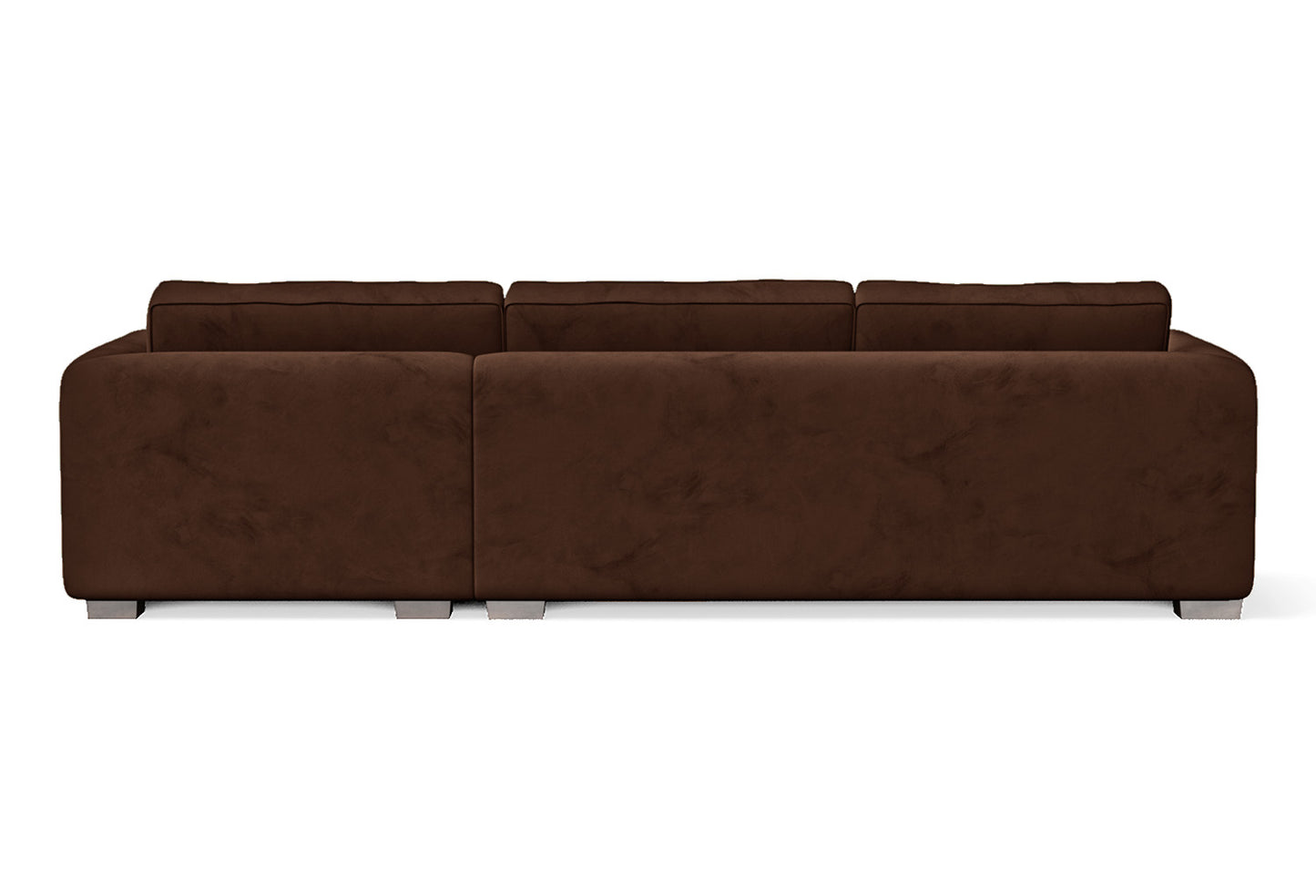 Barletta 3 Seater Right Hand Facing Chaise Lounge Corner Sofa Coffee Brown Velvet