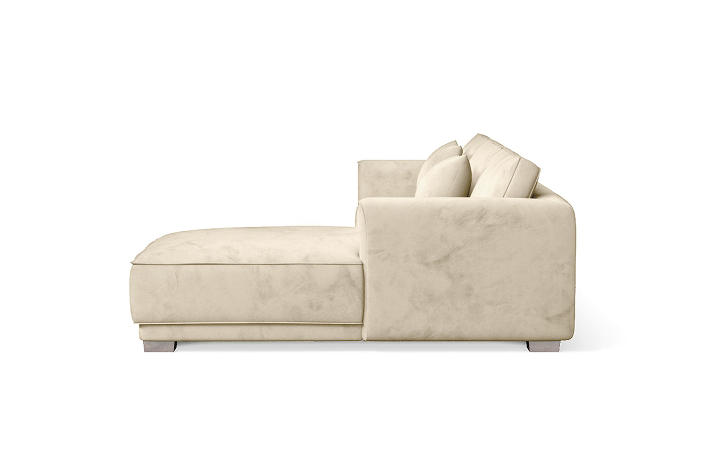 Barletta 3 Seater Right Hand Facing Chaise Lounge Corner Sofa Cream Velvet