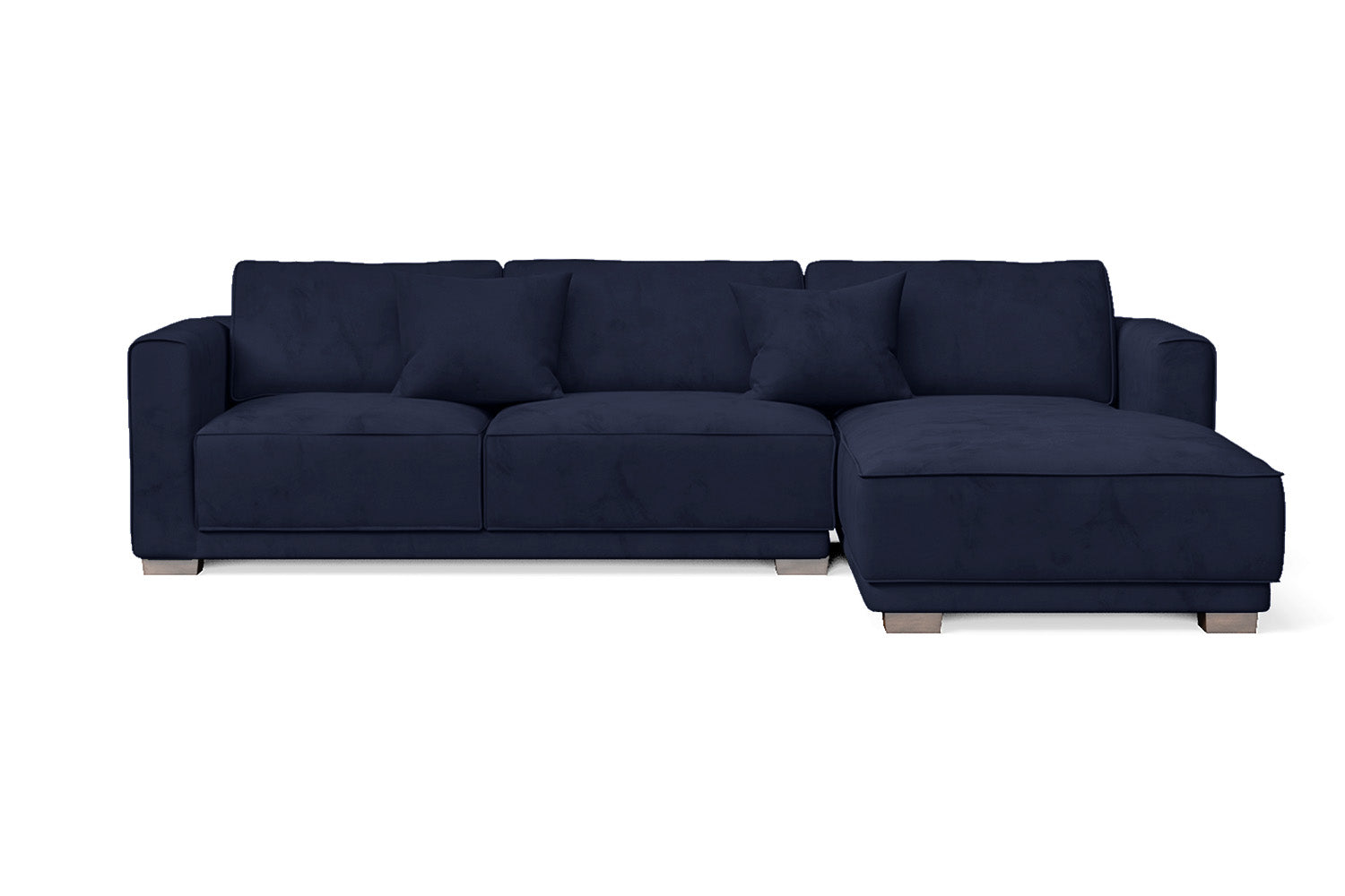 Barletta 3 Seater Right Hand Facing Chaise Lounge Corner Sofa Dark Blue Velvet