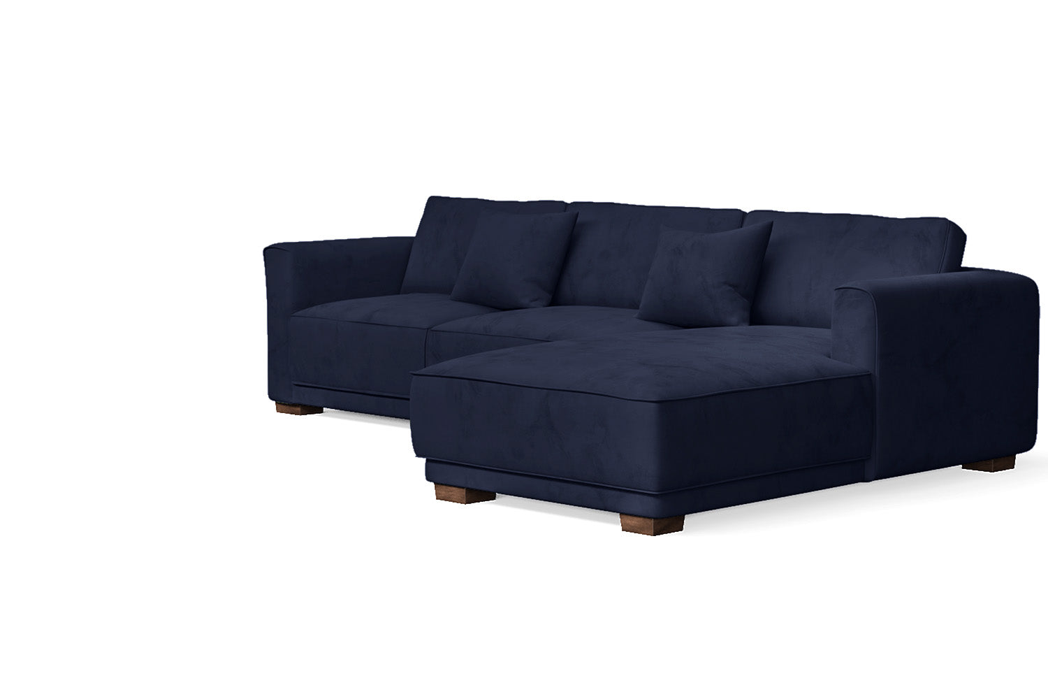 Barletta 3 Seater Right Hand Facing Chaise Lounge Corner Sofa Dark Blue Velvet