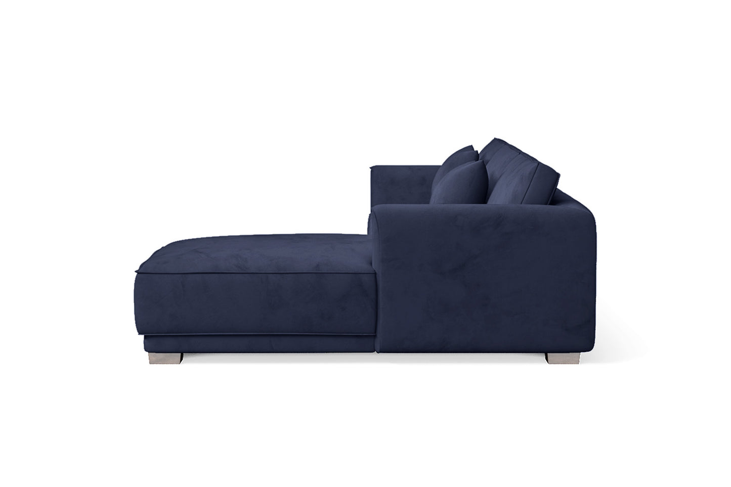 Barletta 3 Seater Right Hand Facing Chaise Lounge Corner Sofa Dark Blue Velvet