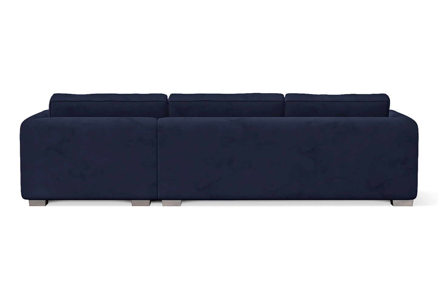 Barletta 3 Seater Right Hand Facing Chaise Lounge Corner Sofa Dark Blue Velvet