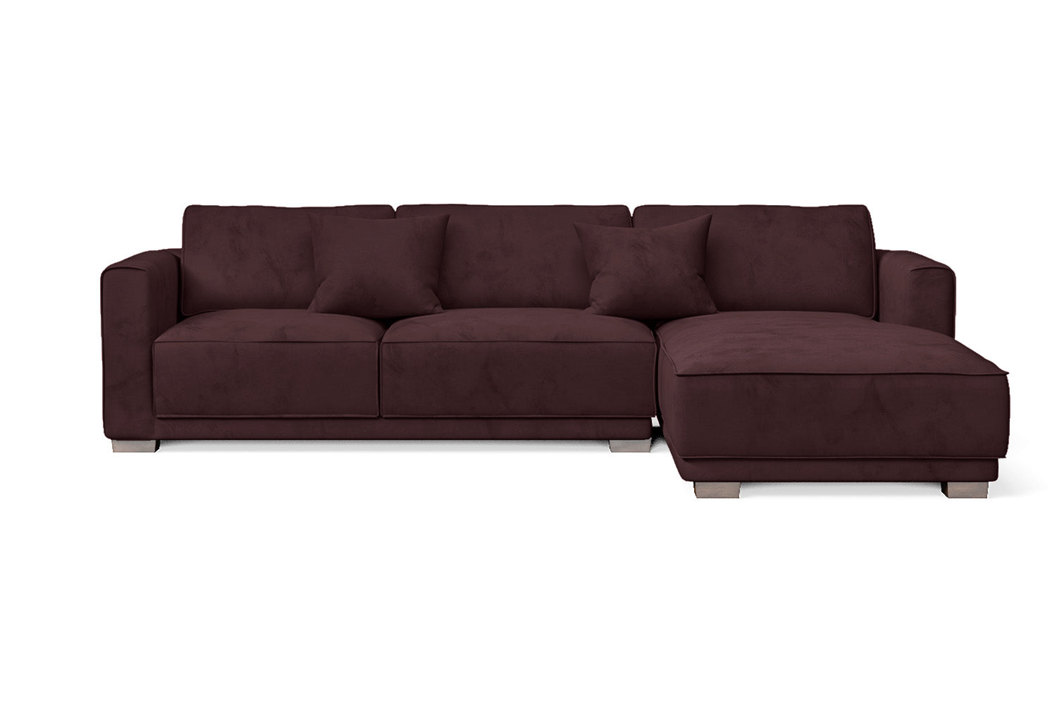 Barletta 3 Seater Right Hand Facing Chaise Lounge Corner Sofa Grape Velvet