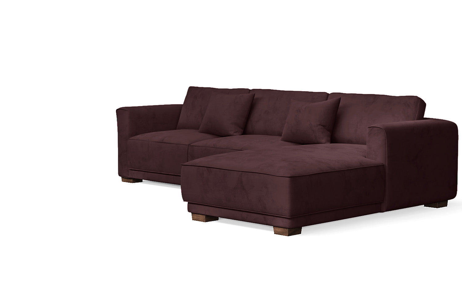 Barletta 3 Seater Right Hand Facing Chaise Lounge Corner Sofa Grape Velvet