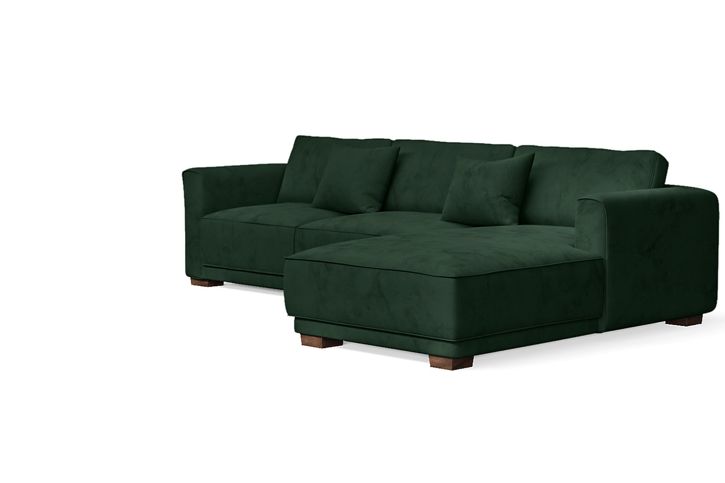 Barletta 3 Seater Right Hand Facing Chaise Lounge Corner Sofa Green Velvet