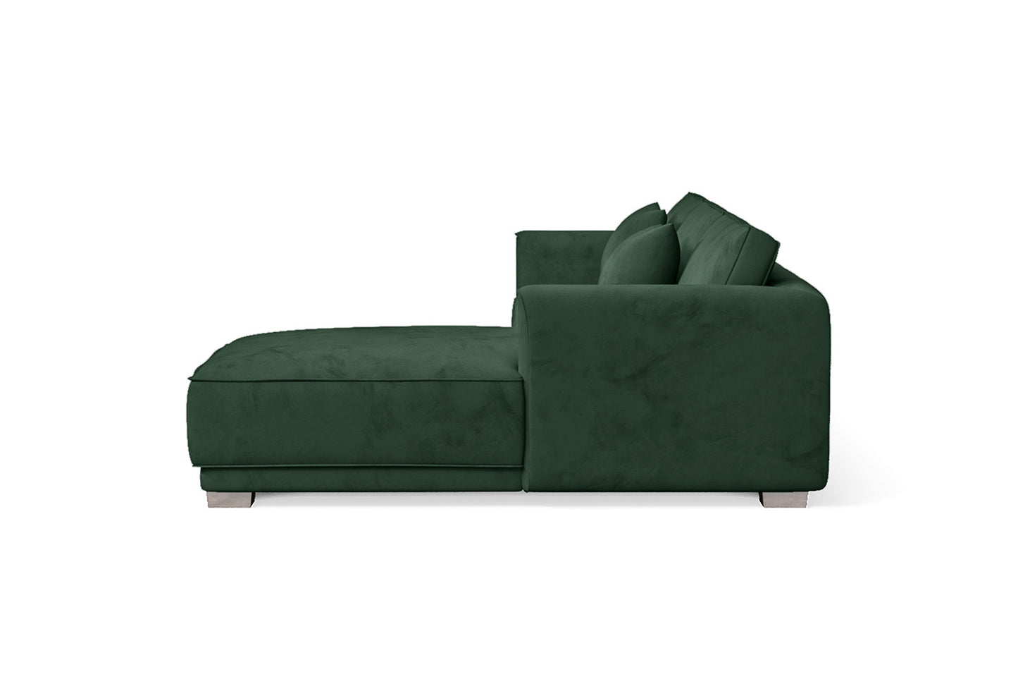 Barletta 3 Seater Right Hand Facing Chaise Lounge Corner Sofa Green Velvet