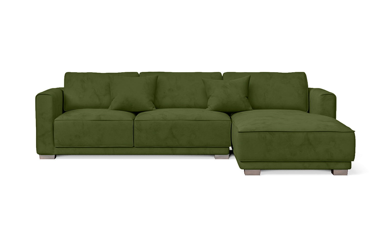 Barletta 3 Seater Right Hand Facing Chaise Lounge Corner Sofa Lime Velvet