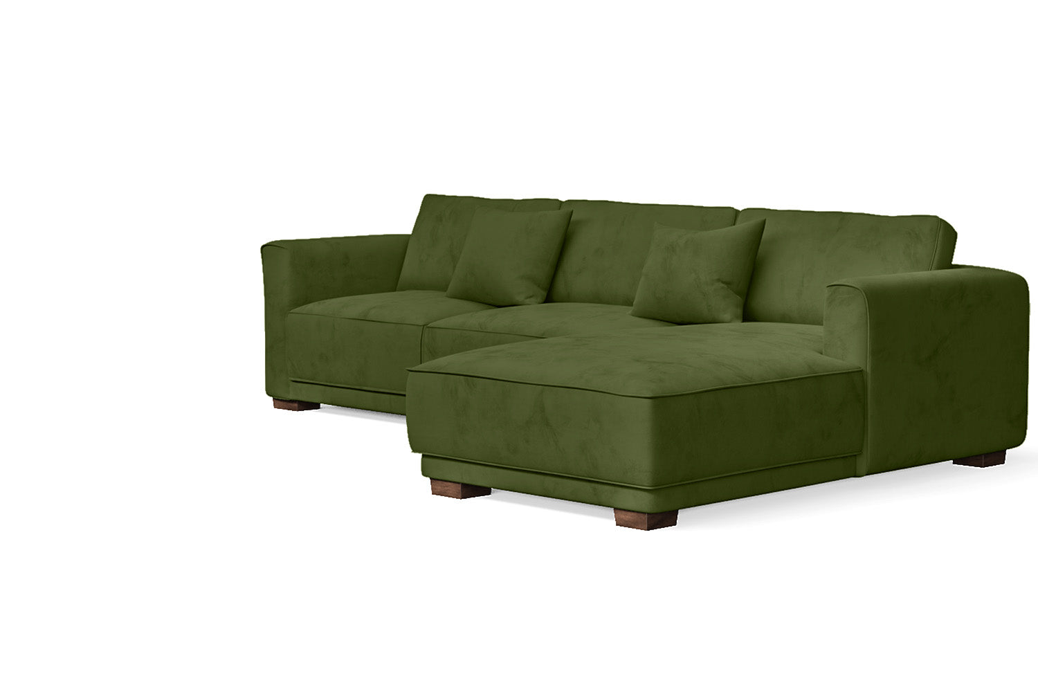 Barletta 3 Seater Right Hand Facing Chaise Lounge Corner Sofa Lime Velvet